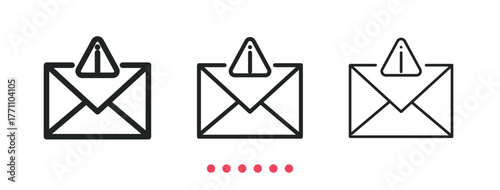 Warning mail icon. Thin line icon vector