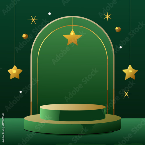 podium with stars and stripes