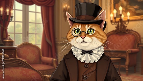 Gentleman Cat in Victorian Mansion