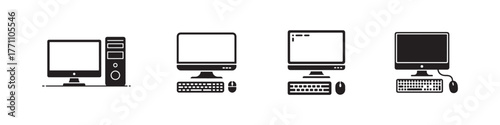 Desktop computer icon, Computer Icon Vector, computer screen symbol icon, Vector illustration EPS 10.
