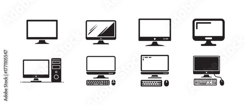 Computer monitor icon, Computer monitor screen flat icon for apps and websites, monitor symbol icon, Vector illustration EPS 10.