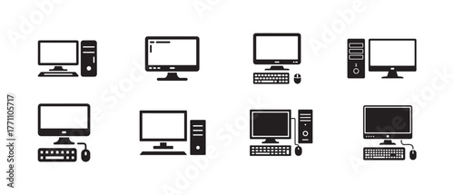 Desktop computer icon, personal PC flat vector icon, pc monitor icon, Vector illustration EPS 10.