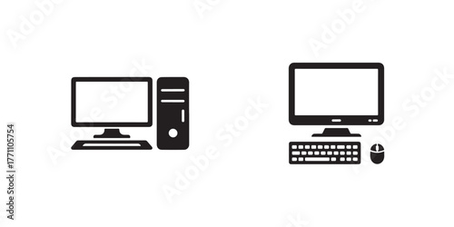 Computer icons set, Computer different style symbol, Desktop computer icon, Vector illustration EPS 10.