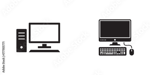 Computer icon set, Computer pc monitor web logo icon, Simple computer icon set in various,  Vector illustration EPS 10.