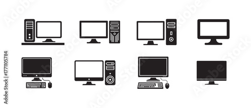 Computer monitor icon, Monitor Display Screen, Simple computer icon set, monitor Symbol icon, Vector illustration EPS 10.