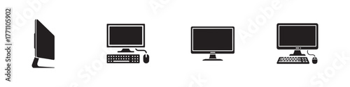 Computer icons set, Computer different style symbol, Desktop computer icon, Vector illustration EPS 10.