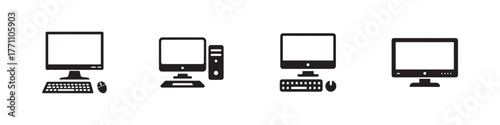 Computer monitor icon, Computer monitor screen flat icon for apps and websites, monitor symbol icon, Vector illustration EPS 10.