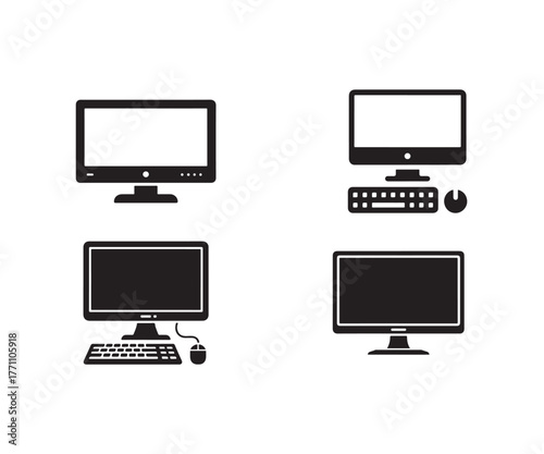 Computer monitor icon, Monitor Display Screen, Simple computer icon set, monitor Symbol icon, Vector illustration EPS 10.