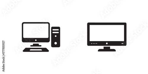Computer icon set, Computer pc monitor web logo icon, Simple computer icon set in various,  Vector illustration EPS 10.