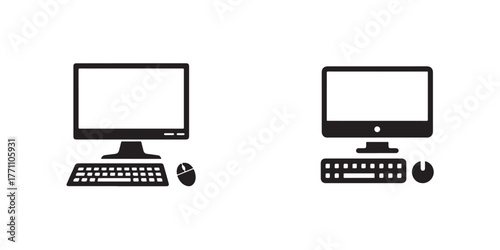 Desktop computer icon, personal PC flat vector icon, pc monitor icon, Vector illustration EPS 10.