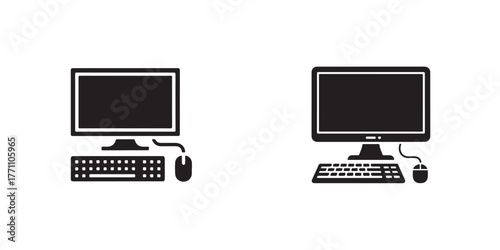 Computer icons set, Computer different style symbol, Desktop computer icon, Vector illustration EPS 10.