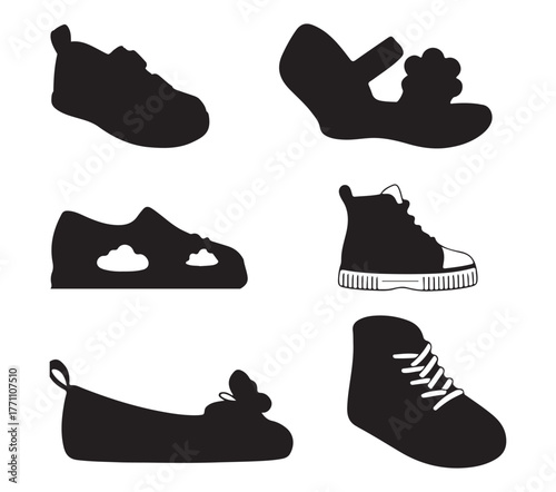 Shoes Silhouette Vector Set | Footwear Clip art Collection for Fashion Design.