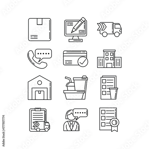 Shipping expedition business icon collection set