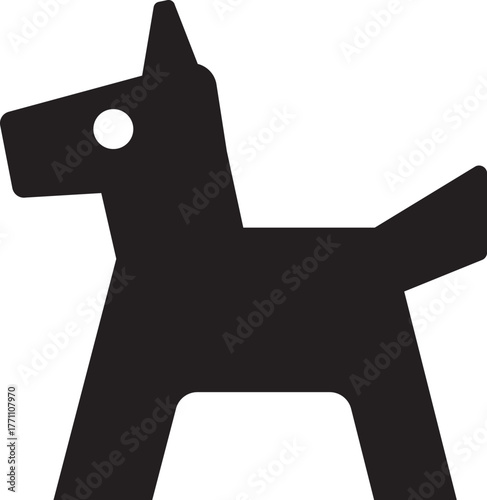 シンプルな黒い馬のシルエット、挿絵、ベクターイラスト
