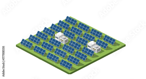 Solar Panel Power Energy Electricity Vector – Renewable Energy and Green Power Illustration - Solar Energy Vector – Photovoltaic Technology