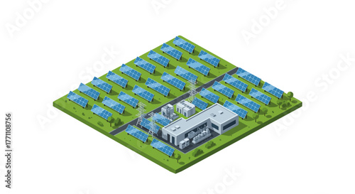 Solar Panel Vector – Renewable Energy and Green Power Illustration - Solar Energy Vector – Photovoltaic Technology