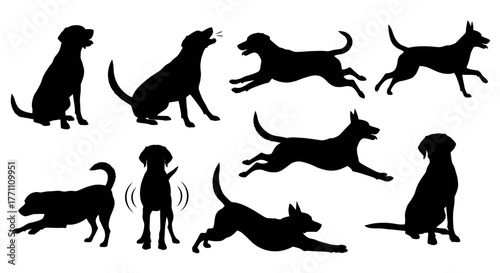 Collection of Dog Silhouette Vector Art for Diverse Breed Illustrations