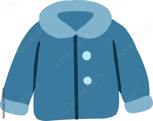 Flat Blue Winter Jacket Vector Illustration