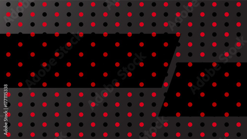 Abstract modern polka dots black and red background. vector.