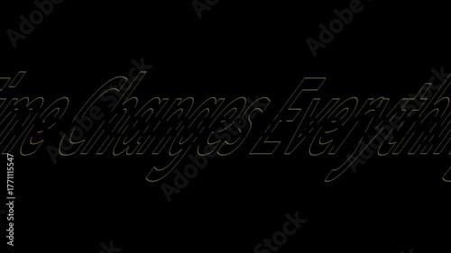 A motivational quote stating that time changes everything in yellow font