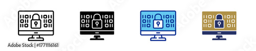 Data Encryption  Icon Set Multiple Style Collection
