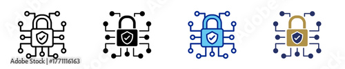 Data Security  Icon Set Multiple Style Collection
