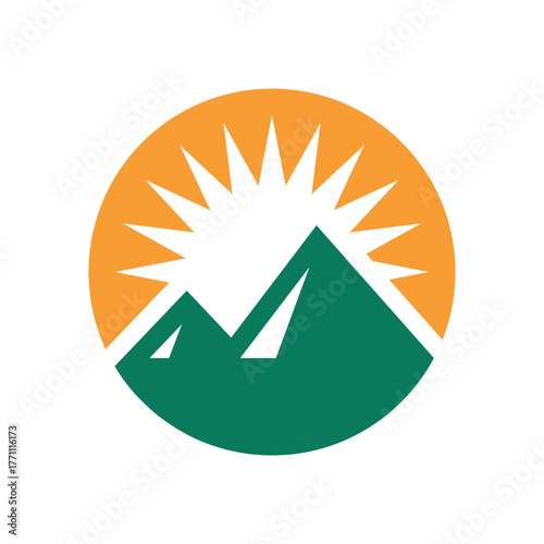 This is a logo of the sun rising from behind a mountain.