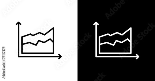 Area Chart White Icon Set Design