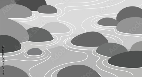 Abstract grayscale river scene