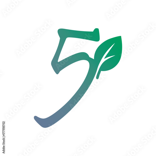 Elegant Green Leaf Numbers Nature Design
