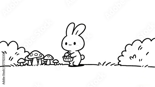 bunny with mushrooms
