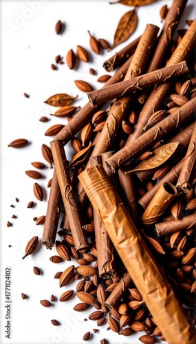 Wallpaper Mural Loose hand-rolling tobacco isolated on white background, showing rich brown texture and leaf details, ingredient, herb Torontodigital.ca