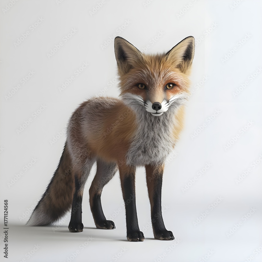Obraz premium Red Fox Portrait on White Background