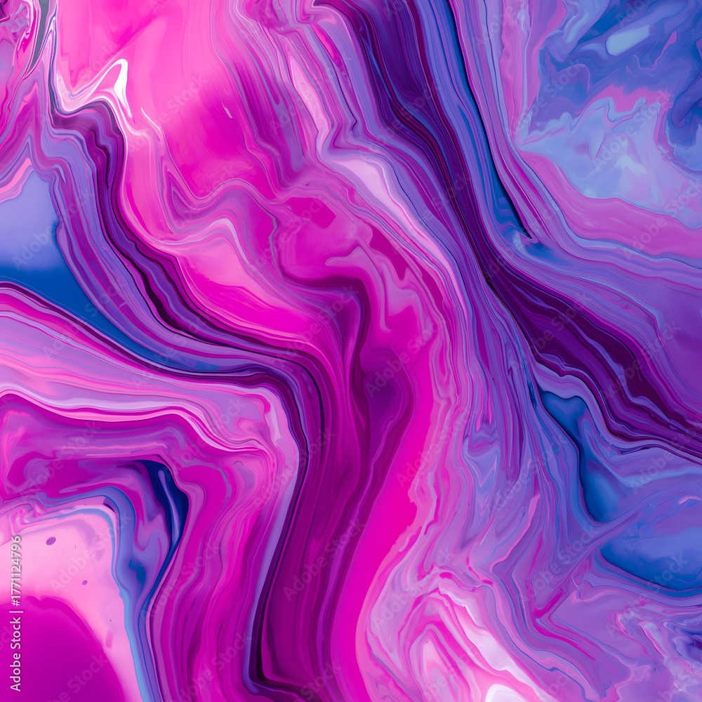 Fototapeta premium Vibrant abstract fluid art in pink, purple, and blue tones featuring smooth swirling patterns and modern artistic texture for creative backgrounds