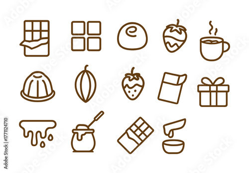 Chocolate and dessert icons collection: sweets, cocoa, and treats