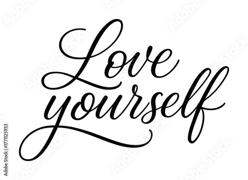 Love yourself calligraphy typography with elegant script font design