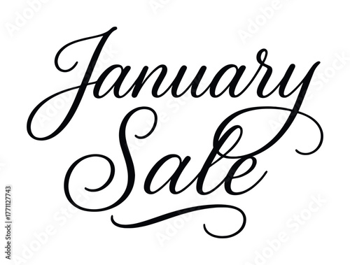 Elegant january sale handwritten script calligraphy design