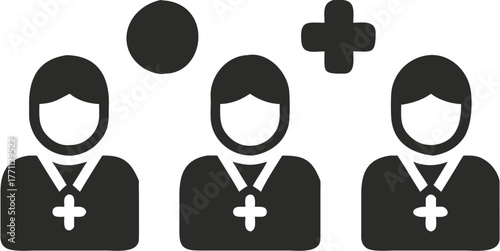 Essential healthcare team icon, ideal for medical websites and apps, showcasing unity and dedication, ready to enhance your project with a professional touch