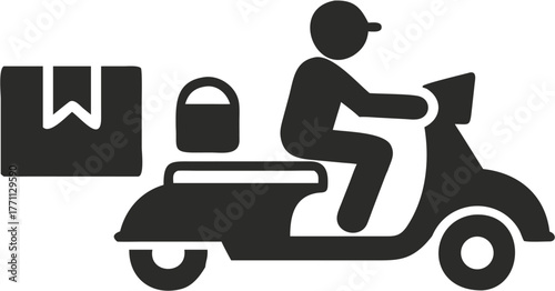 Fast Delivery on a Scooter, Modern Icon for Express Shipping, Courier Service, and Food Delivery Apps, Perfect for Logistics and E-commerce Businesses