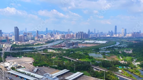 Skyview of Lok Ma Chau Loop Hong Kong Shenzhen Innovation and Technology Park redevelopment near Huanggang Port Greater Bay Area economic growth in Northern Metropolis near Shenzhen Special Economic