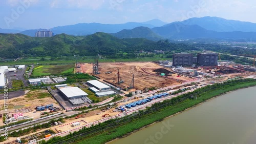 Skyview of Lok Ma Chau Loop Hong Kong Shenzhen Innovation and Technology Park redevelopment near Huanggang Port Greater Bay Area economic growth in Northern Metropolis near Shenzhen Special Economic