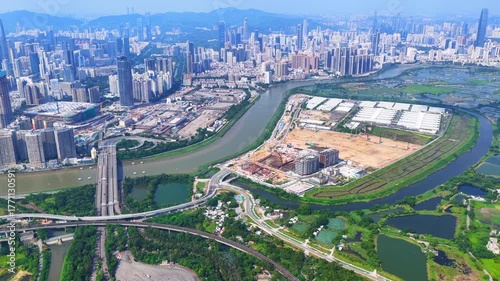 Skyview of Lok Ma Chau Loop Hong Kong Shenzhen Innovation and Technology Park redevelopment near Huanggang Port Greater Bay Area economic growth in Northern Metropolis near Shenzhen Special Economic