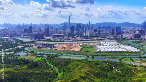 Skyview of Lok Ma Chau Loop Hong Kong Shenzhen Innovation and Technology Park redevelopment near Huanggang Port Greater Bay Area economic growth in Northern Metropolis near Shenzhen Special Economic