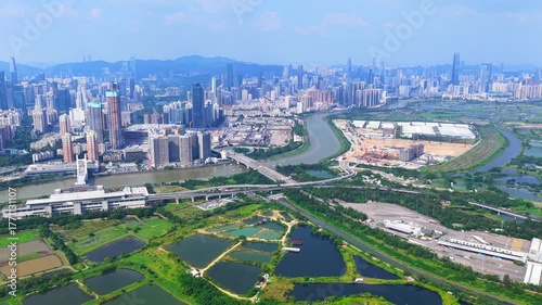 Skyview of Lok Ma Chau Loop Hong Kong Shenzhen Innovation and Technology Park redevelopment near Huanggang Port Greater Bay Area economic growth in Northern Metropolis near Shenzhen Special Economic