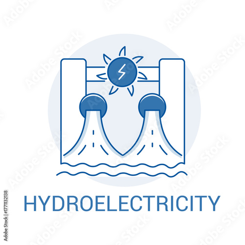 Water Energy Electricity Production Symbol Editable Stroke