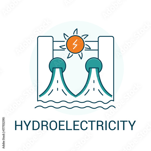 Hydroelectric Power Plant Icon Vector Editable Stroke