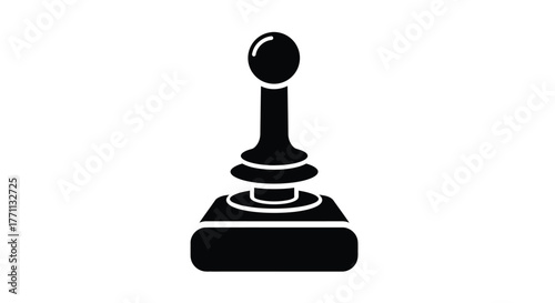 Simple black silhouette of a vehicle gear shift knob on white