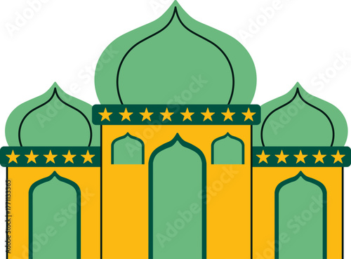 Ramadan Icon Illustration Ramadhan Muslim Spiritual Islamic Symbols Crescent Moon Mosque Prayer and Ornament Festive Celebartion