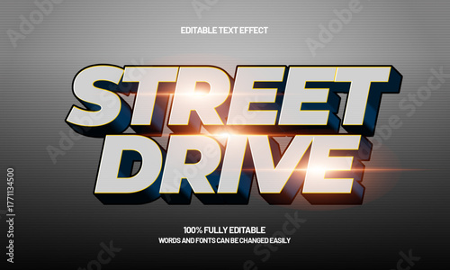 street drive editable racing text style with glowing effect