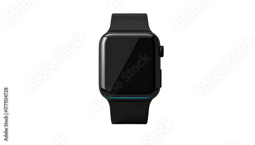 Dark smartwatch with glossy screen on a black background
